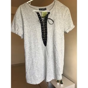 Grey sexy tie up t-shirt